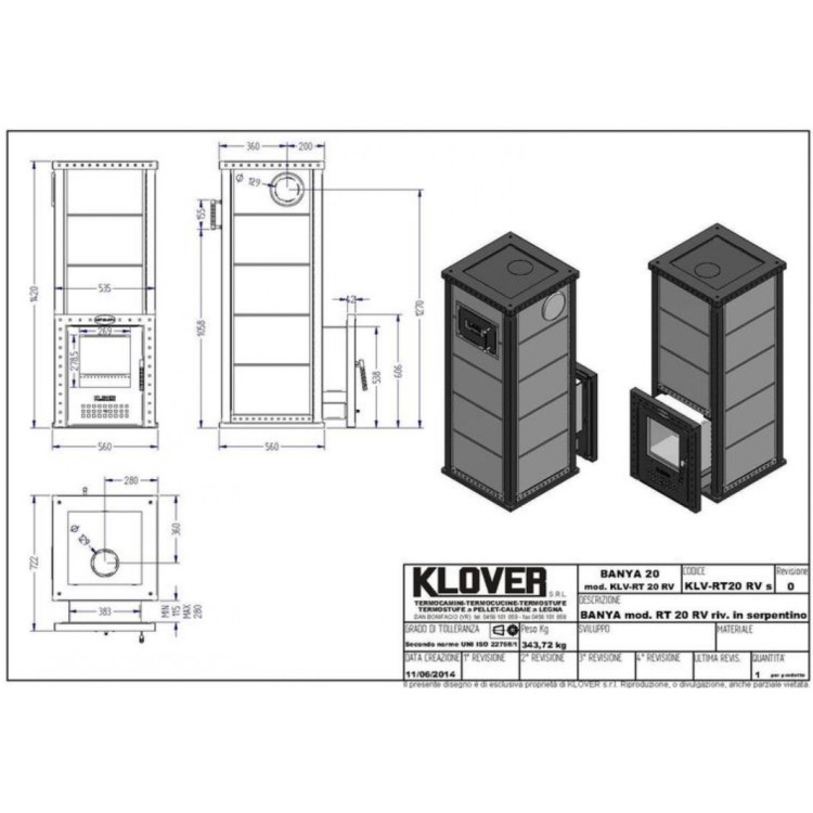 Печь дровяная KLOVER RT-20 RV в Киеве