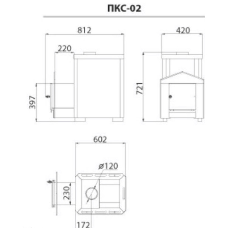 Дровяная печь Новаслав Классик ПКС-02Ч C2 в Киеве