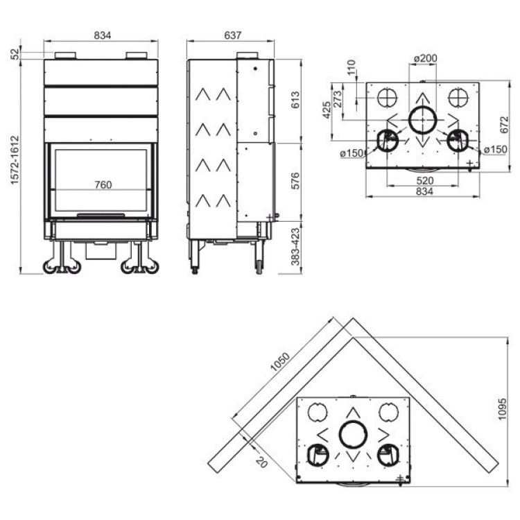 Камінна топка Nordica Monoblocco Ghisa 750 Piano